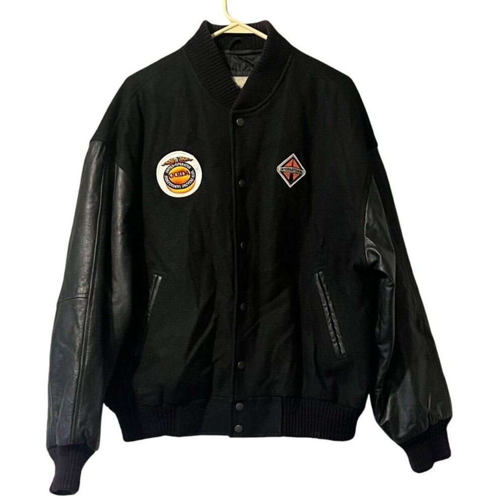 Burks Bay Leather Jacket‎ Men Size Large Owner Operator Independent Driver Assoc